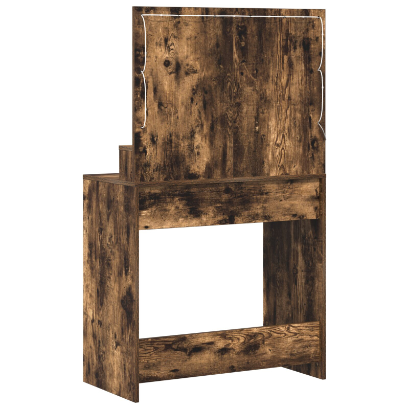 Schminktisch mit LED-Beleuchtung in Rauch-Eiche 79x41x135 cm