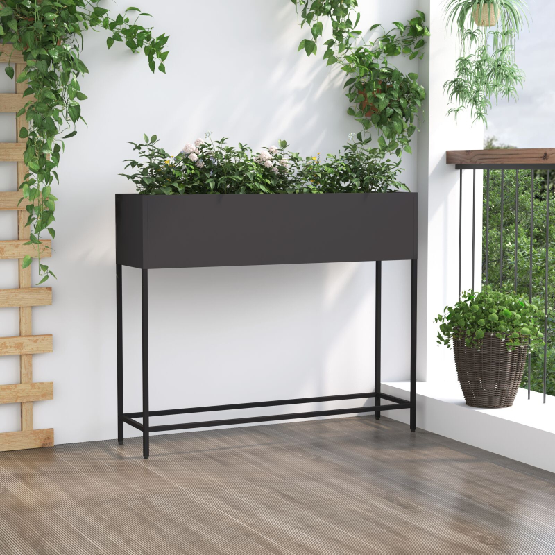 Hochbeet 100x26x82 cm Schwarz Stahl