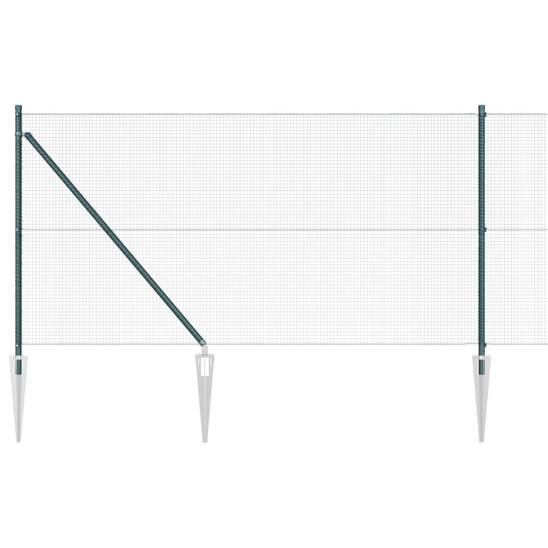 Geschweißter Drahtzaun mit 13 Spike-Pfosten, Grün, 1x25 m, Stahl