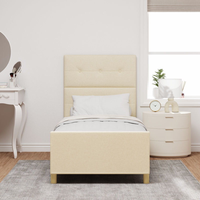 Bettgestell Creme 90x190 cm Stoff