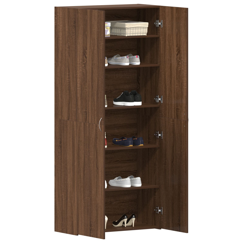 Schuhschrank Braunes Eichenholz 80x35,5x180 cm Ingenieurholz
