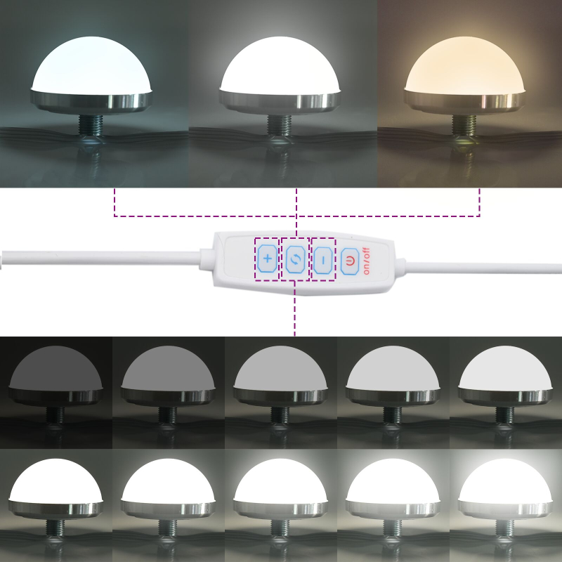 Schminktisch mit LED-Beleuchtung in Rauch-Eiche 79x41x135 cm