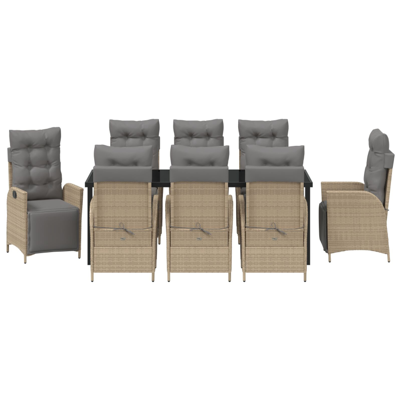 9-teiliges Garten-Ess-Set Beige Poly-Rattan