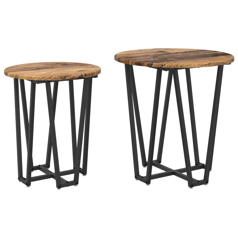 Beistelltisch 2er Set aus Altholz, beschichtetem Holz und Metall