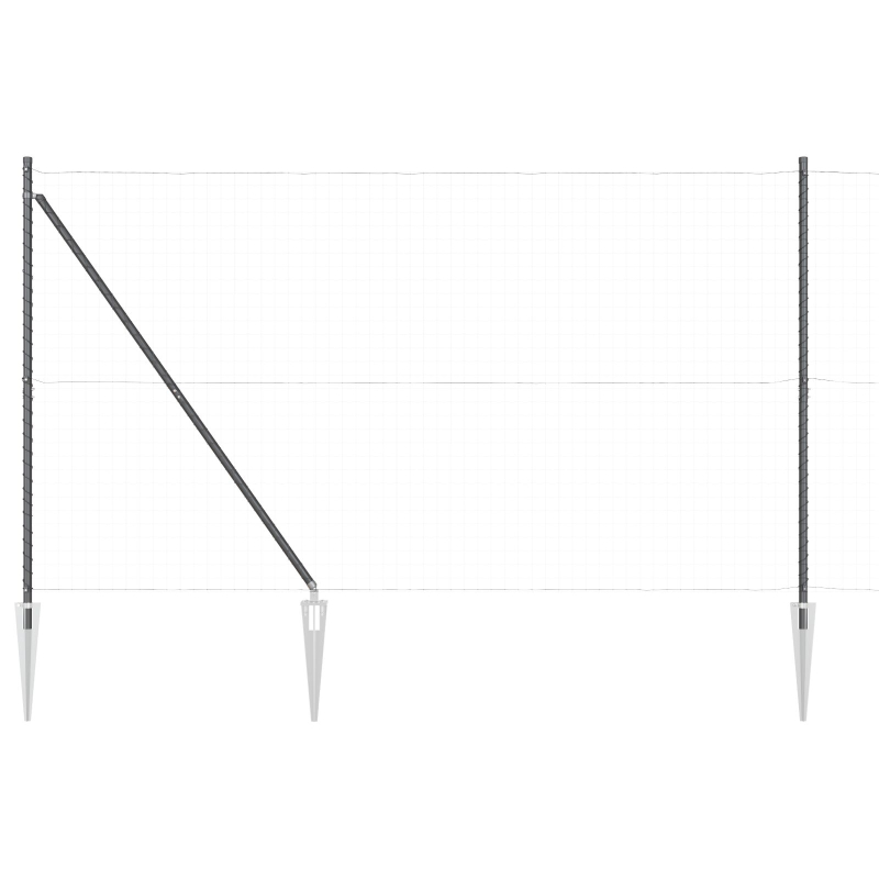 Zaunpfosten Set 14 Teile Grau Metall