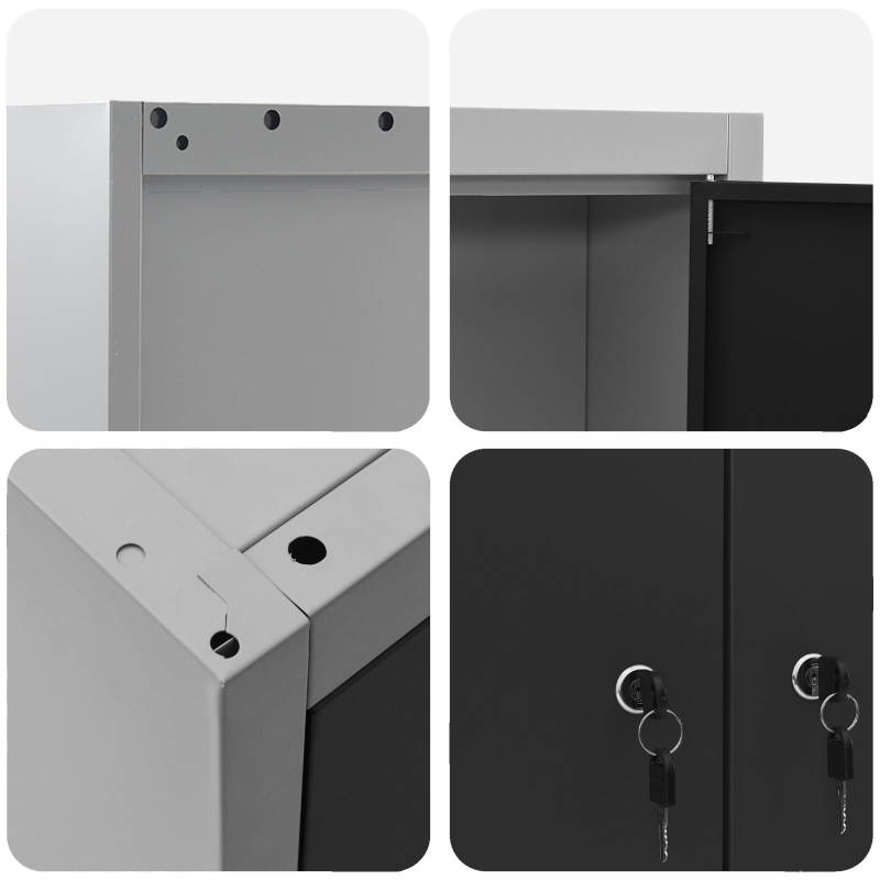 6-teiliges Werkzeugschrank- und Lochplatten-Set wandmontierbar, schwarzes Metall