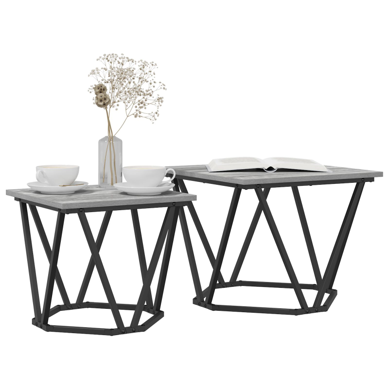 2-teilige Beistelltischset Grau Sonoma Holzwerkstoff