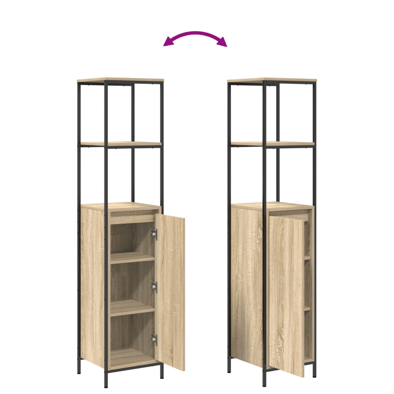 3-teiliges Badezimmermöbel-Set Sonoma Eiche Holzwerkstoff