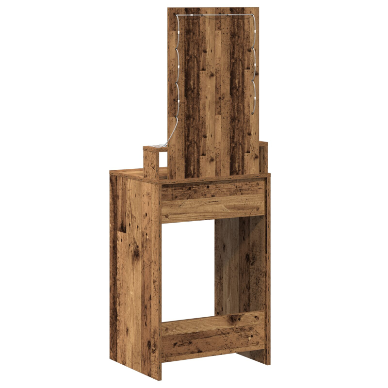 Schminktisch mit LED-Lichtern Altes Holz 50x41x140 cm