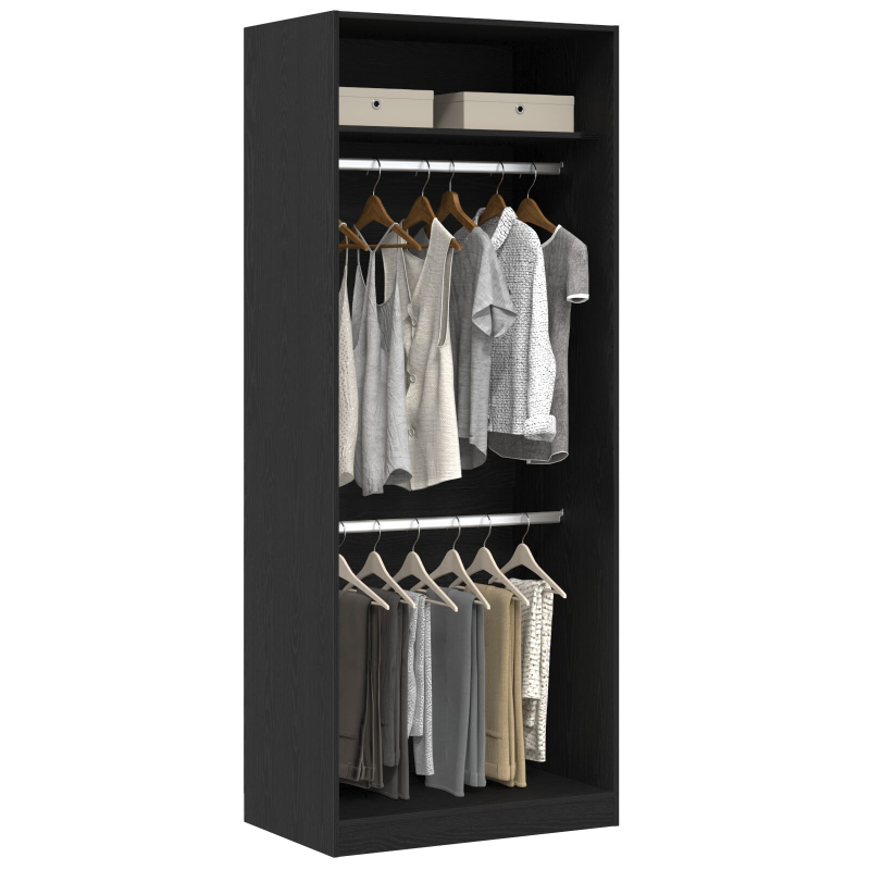 Kleiderschrank Schwarz Eiche 80x50x200 cm Holzwerkstoff