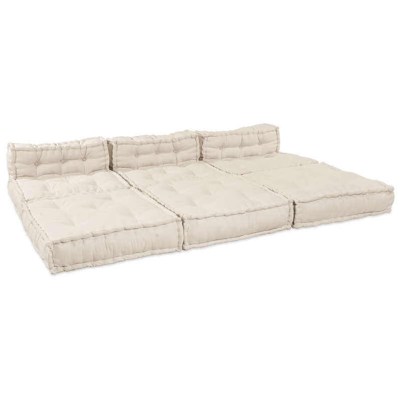 4-Sitzer Modular Pouffe Sofa Umwandelbar Creme Stoff