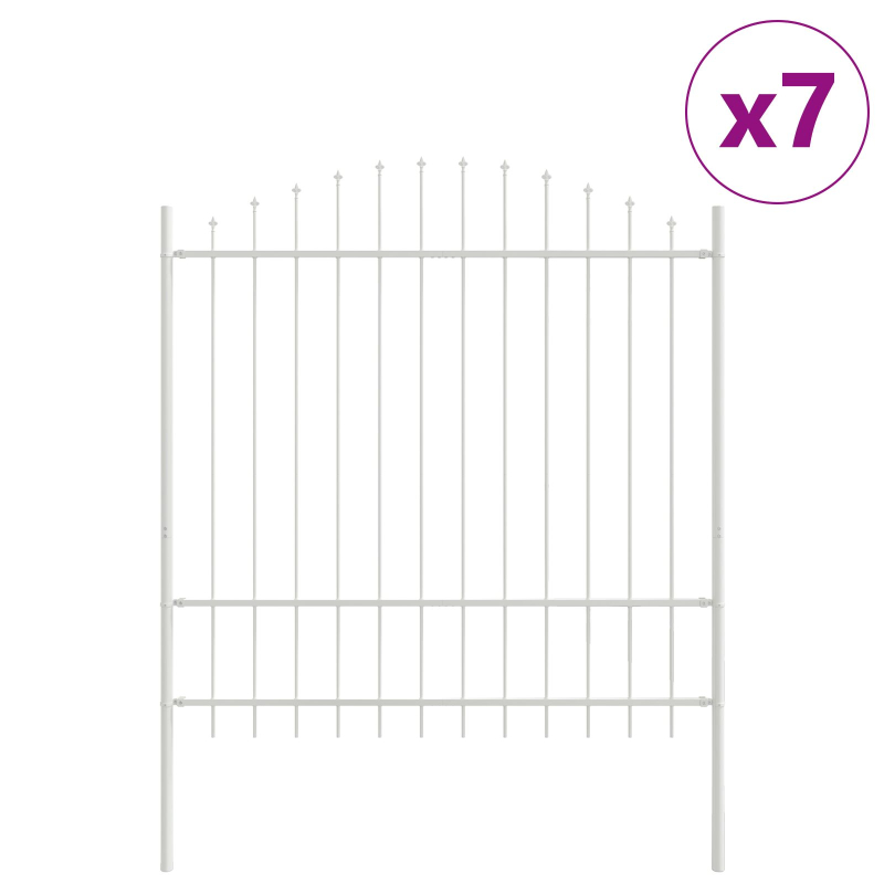 Gartenzaun mit Bogenoberteil Weiß 11,9x1,75 m Stahl
