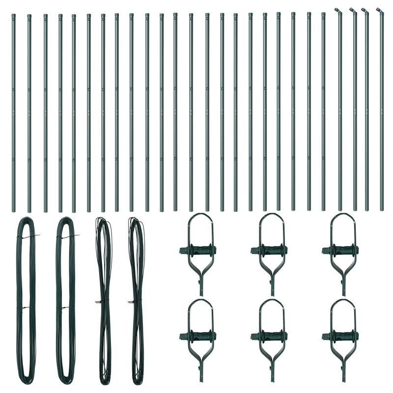 Zaunpfosten 26 Stück Grün Ø32 mm 210 cm Verzinkter Stahl