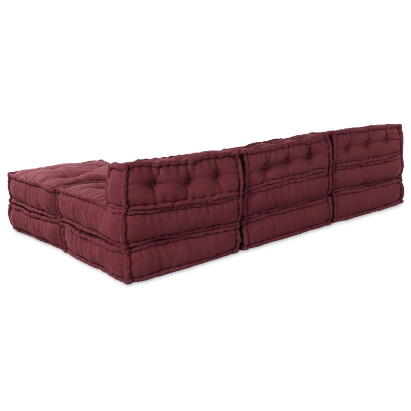 Modulare Poufs 4er Set in Burgundy-Stoff