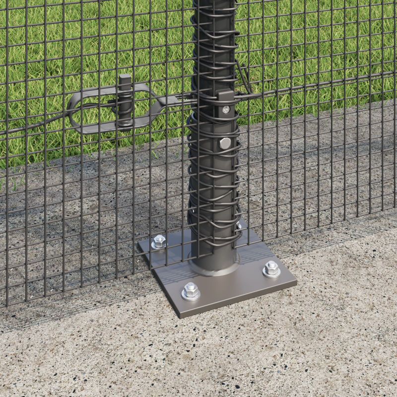 Zaunpfosten-Set 2er Set Grau Metall, PVC 25 x 1,5 m Langlebig