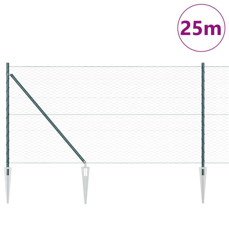 Zaun-Set Set mit 2 Forstgrün Pulverbeschichteter Stahl 25 x 1 m
