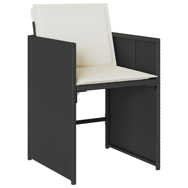 5-teiliges Garten-Dining-Set mit Kissen Schwarz Poly-Rattan