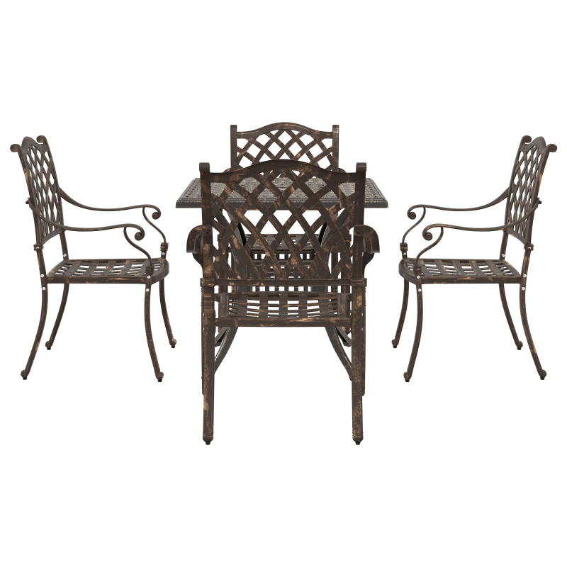 5-teiliges Garten-Esszimmer-Set aus Gussaluminium