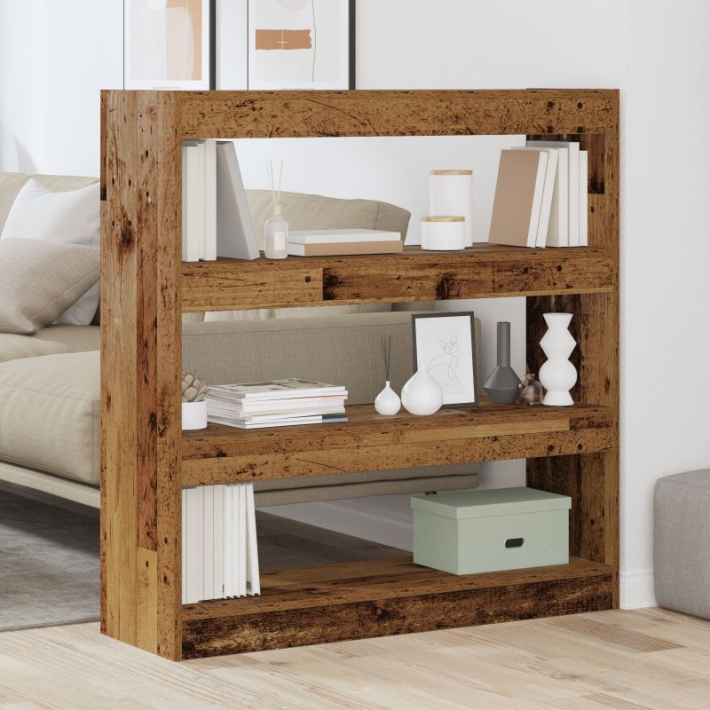 Bücherregal/Raumteiler - Rustikales Holz - 100x30x103cm - Holzwerkstoff
