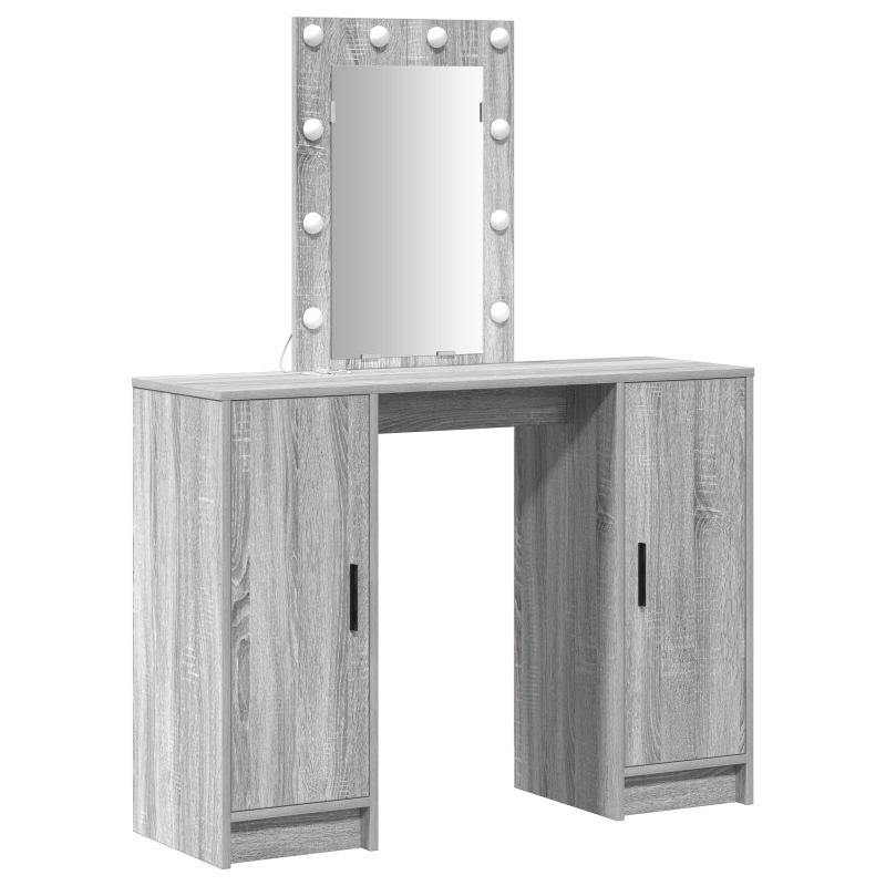Schminktisch mit LED-Lichtern in Grau Sonoma, 102x33x135 cm