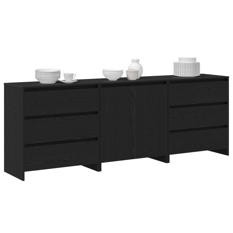 3-teilige Sideboards aus schwarzem Holzwerkstoff