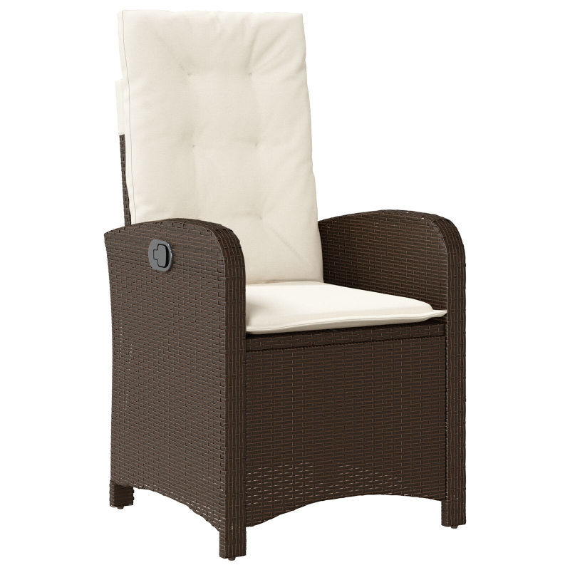 5-teiliges Garten-Ess-Set mit Kissen in Braun aus Poly-Rattan