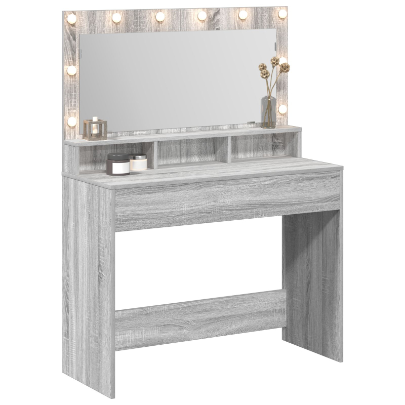 Schminktisch mit LED-Lichtern Grau Sonoma 100x41x135 cm