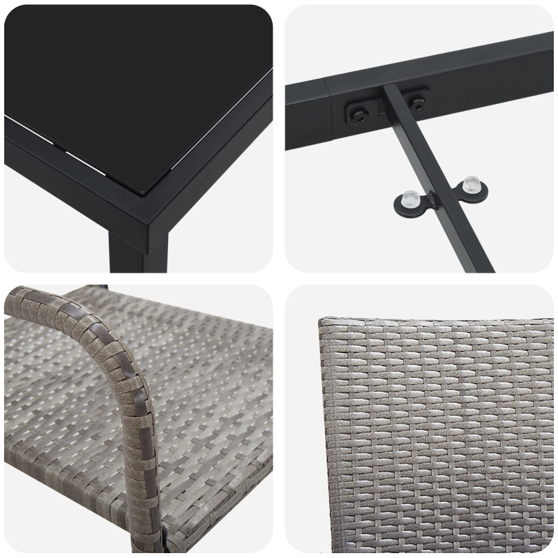 5-teiliges Garten Essset Grau Poly Rattan