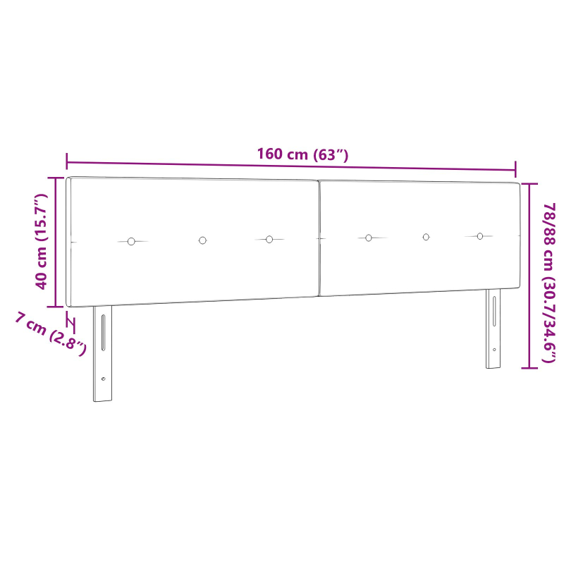 Kopfteil mit Knöpfen gepolstert Rosa 160 cm Samt