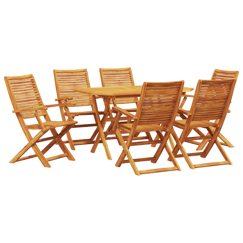 7-teiliges Garten-Esszimmer-Set aus massivem Akazienholz