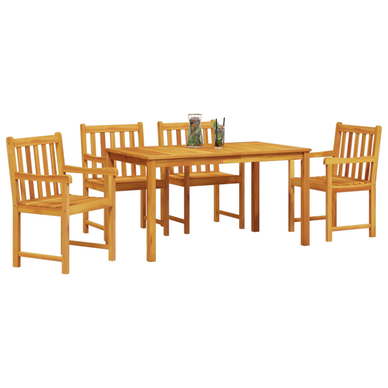 5-teiliges Garten-Esszimmer-Set aus massivem Akazienholz