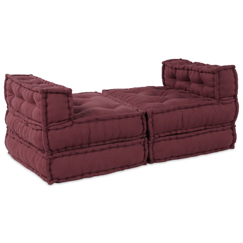 Modulare Poufs 4er Set in Burgundy-Stoff