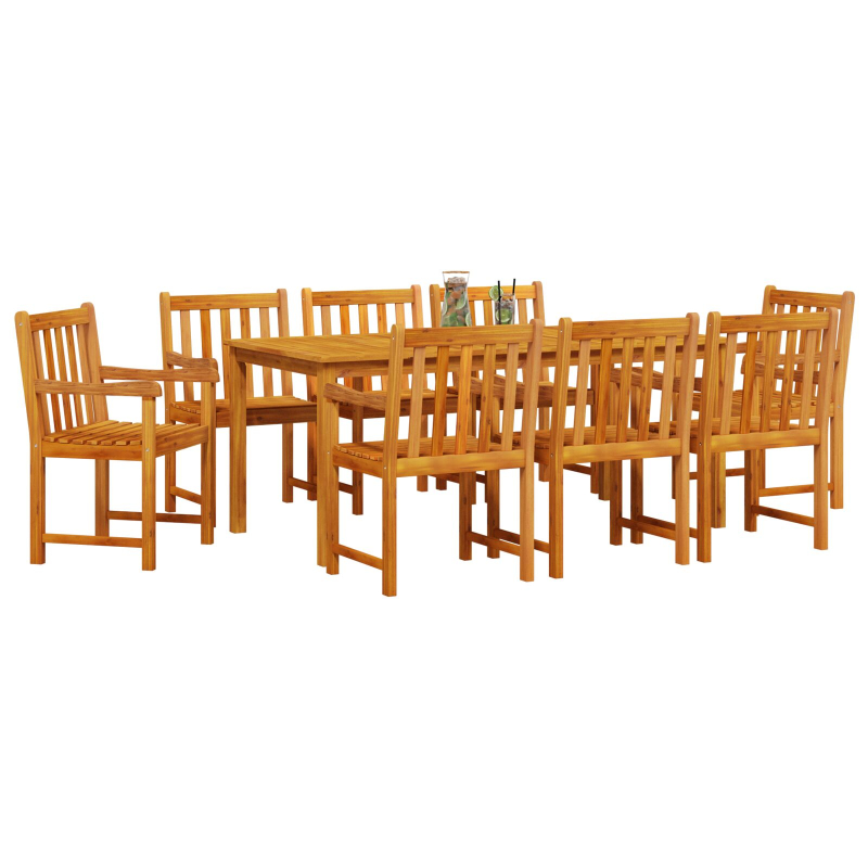9-teiliges Garten-Esszimmer-Set aus massiven Akazienholz