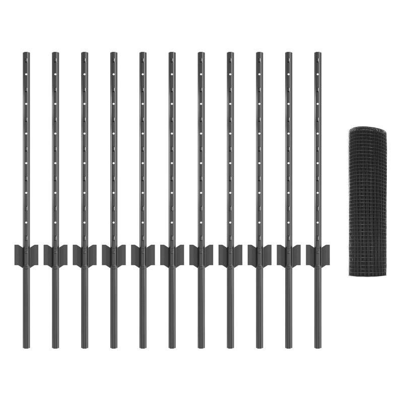 Gartenzaun-Set Set mit 2 Grau Metall Groß Langlebig