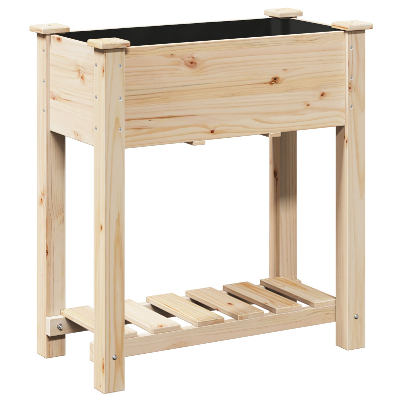 Gartenpflanzer mit Regal 71x37x76 cm aus solidem Kiefernholz