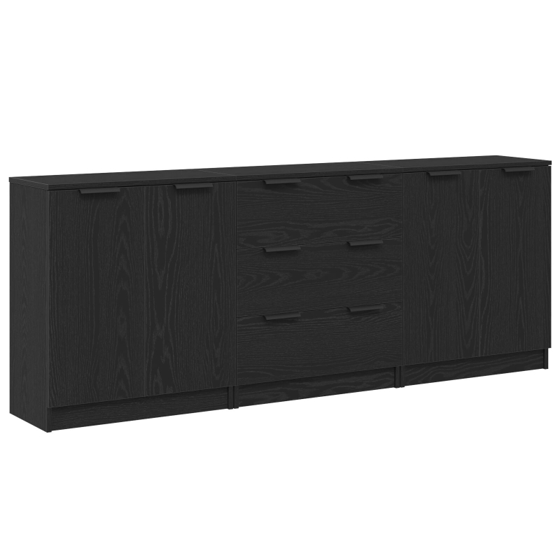 3-teilige Sideboards aus schwarzem Eichenholzwerkstoff