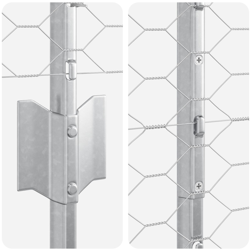 Sechseckzaun mit 22 U-Pfosten Silber 1x25 m Stahl