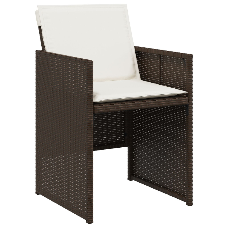 5-teilige Garten-Essgruppe mit Kissen Braun Poly-Rattan