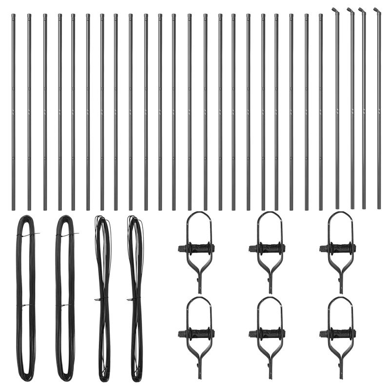 Zaunpfosten 26 Stück Grau Ø32 mm 170 cm Galvanisiertes Stahl