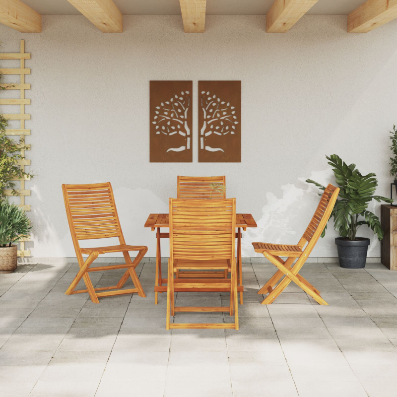 5-teiliges Garten-Esszimmer-Set aus massivem Akazienholz