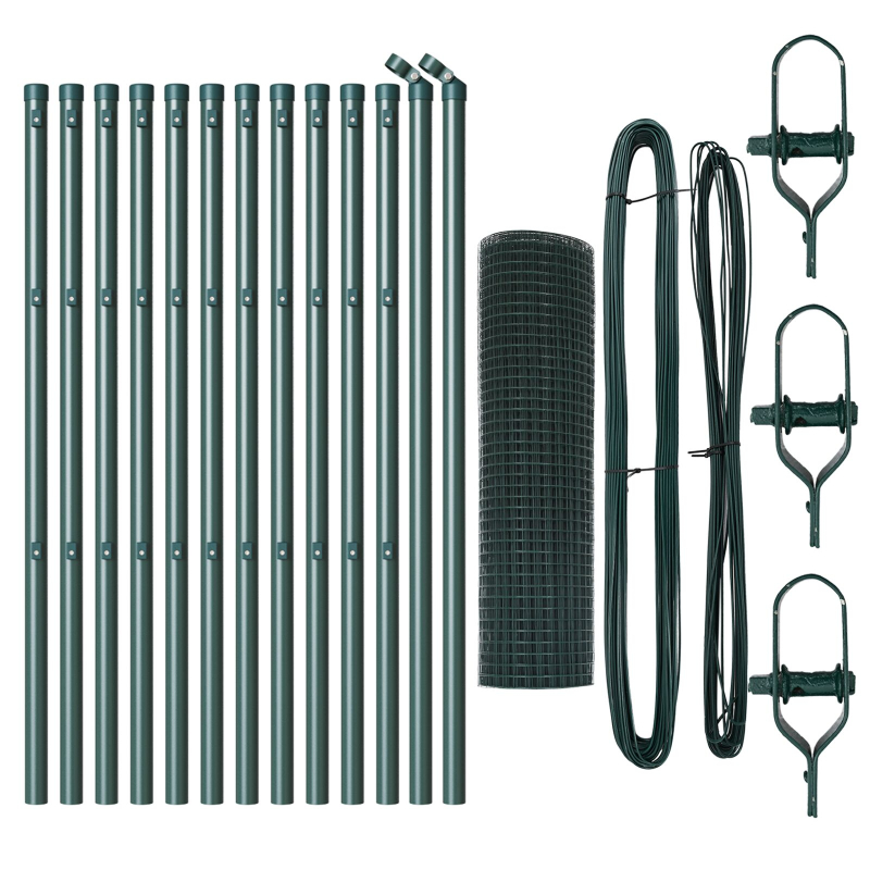 Grünes PVC-beschichtetes Zaunpfosten-Set 2er Set 25 x 0,5 m