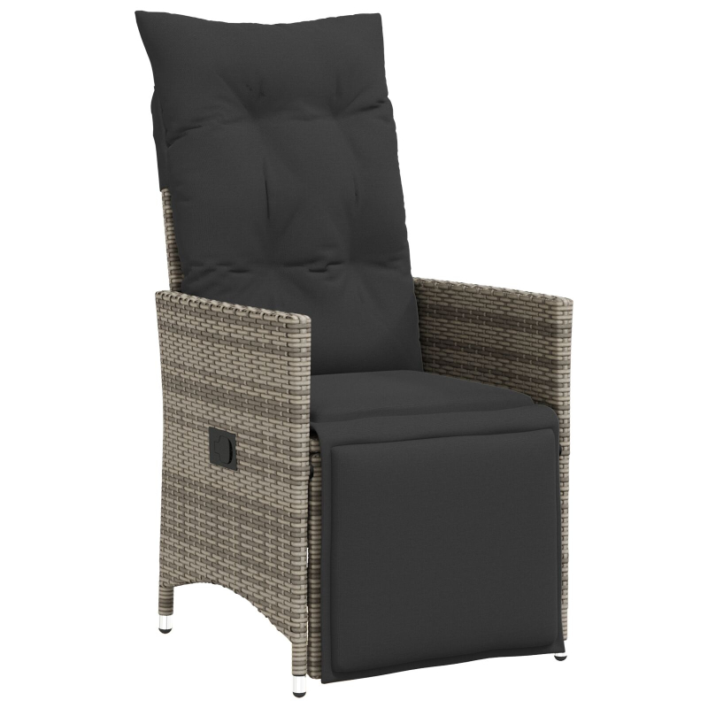 7-teiliges Garten-Dining-Set mit Kissen Grau Poly-Rattan
