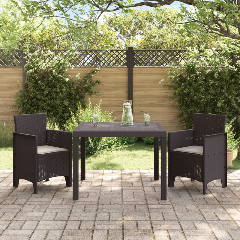 Garten Essgruppe Set aus 3 Dunkelbraun Polypropylen