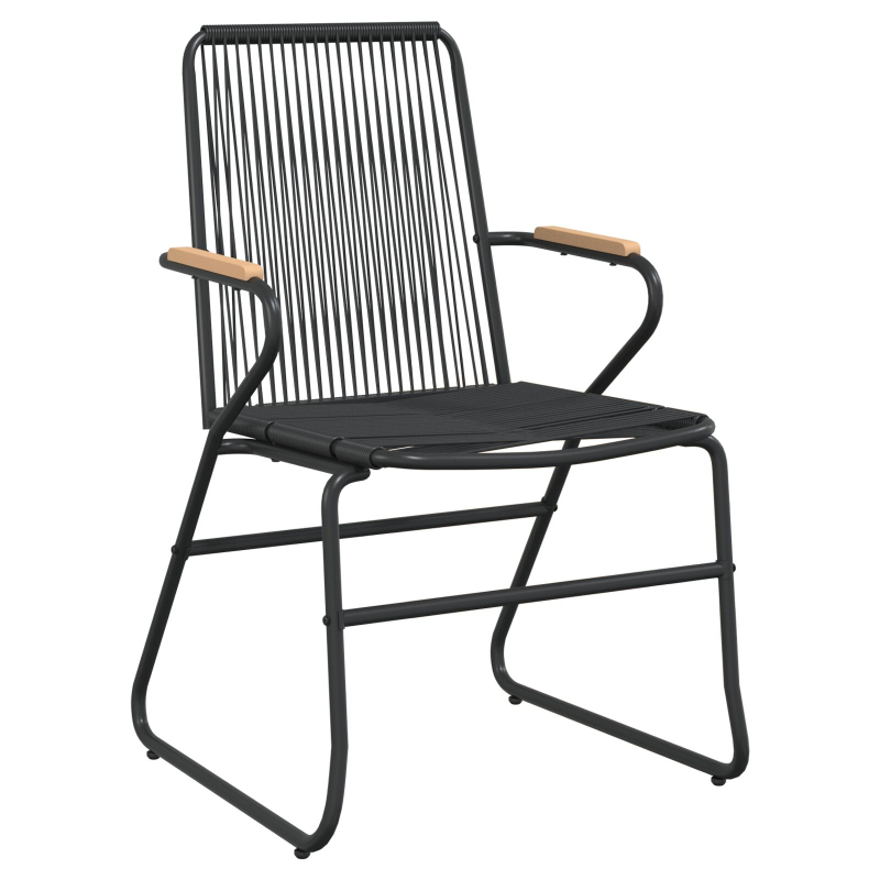 7-teiliges Garten Essbereich Set Schwarz PVC Rattan