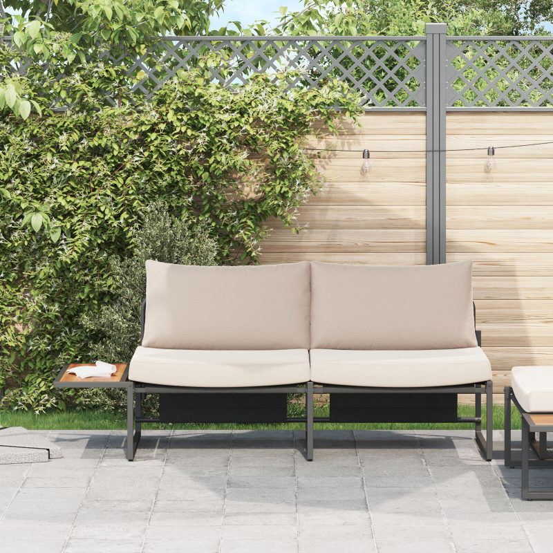 2-Sitzer Garten-Sofa mit Taupe-Kissen