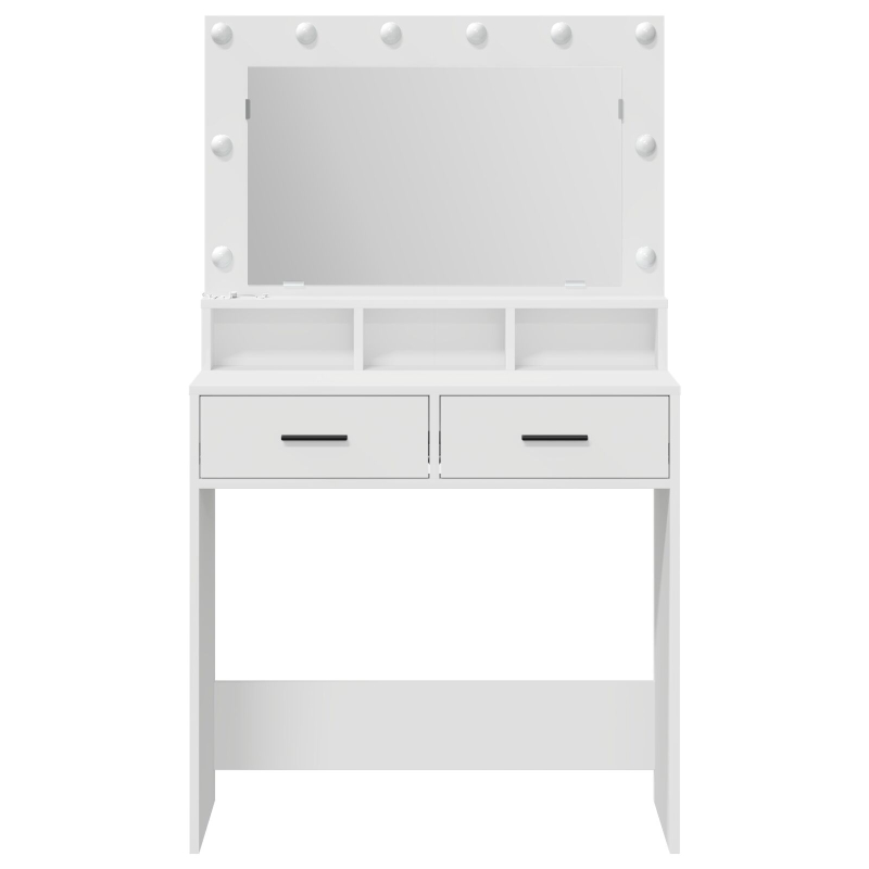 Schminktisch mit LED-Lichtern, Weiß, 79x41x135 cm