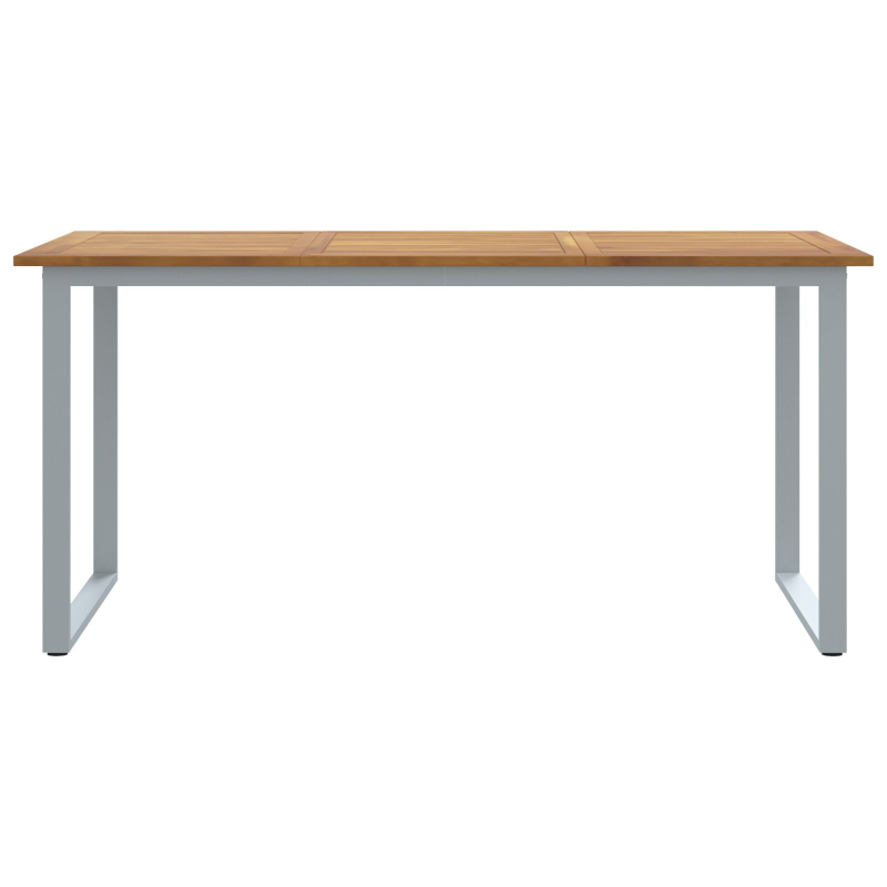 Gartentisch Grau 160x80x75 cm Stahl & Massivholz Akazie