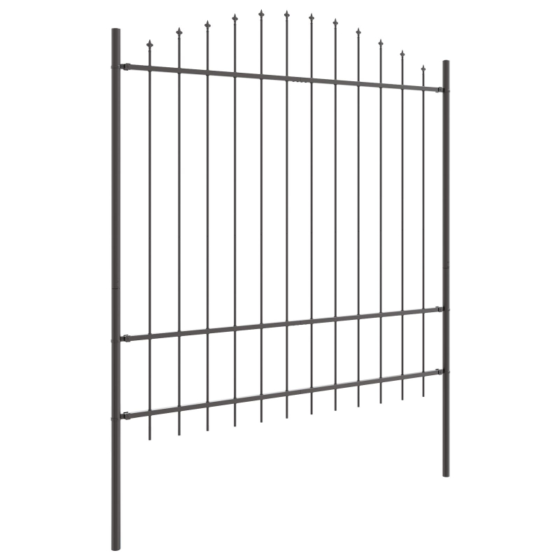 Gartenzaun mit Bogenoberteil Grau 11,9 x 1,75 m aus Stahl