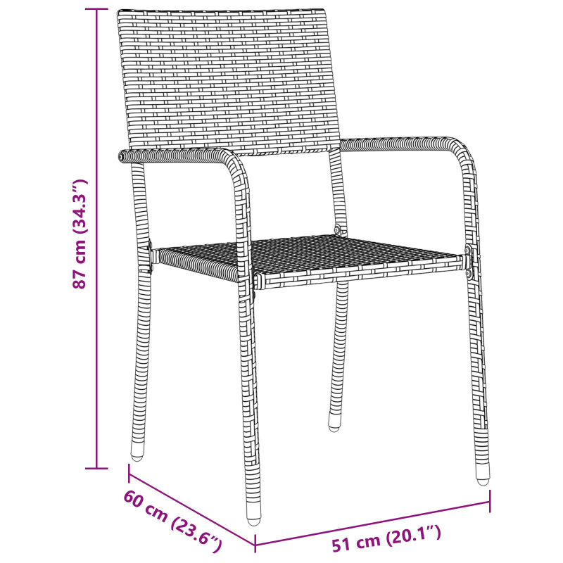 5-teiliges Garten Essset Grau Poly Rattan