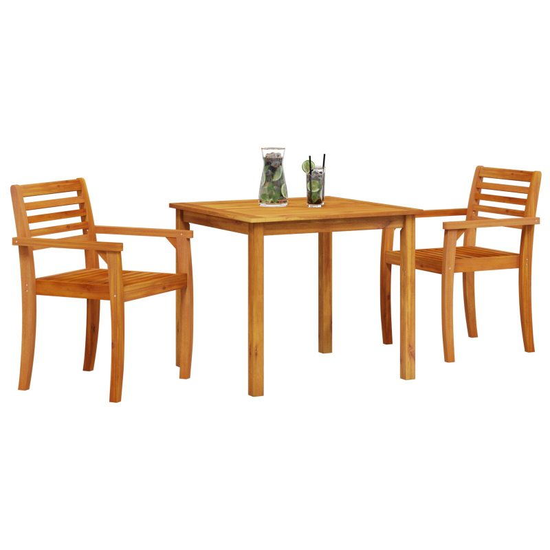 3-teiliges Garten-Esszimmer-Set aus massivem Akazienholz